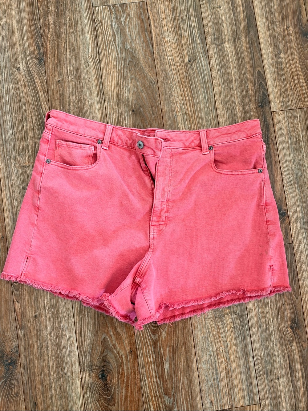 American Eagle Outfitters Coral Pink Denim Shorts - Frayed Hem